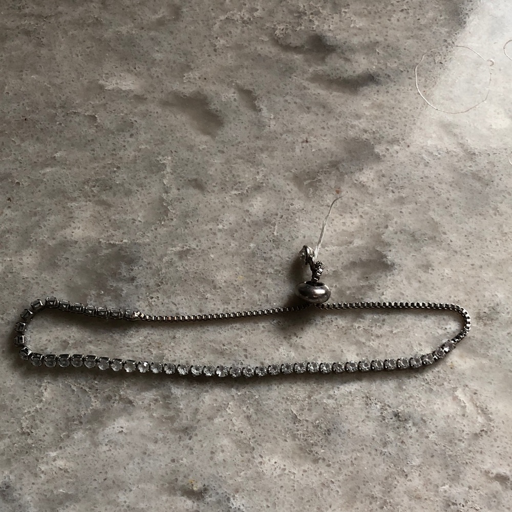 Silver Crystal Tennis Bracelet - Adjustable Slider